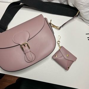 Valentina Fiore Lavender Taupe genuine Leather crossbody bag